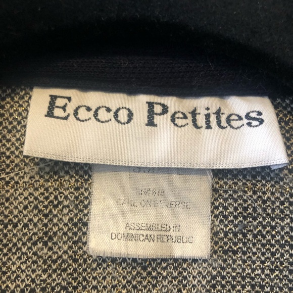 Ecco Petites: Pinstripes Cardigan: Color: Navy Blue/ White with Gold . Size:(S) - Picture 5 of 6